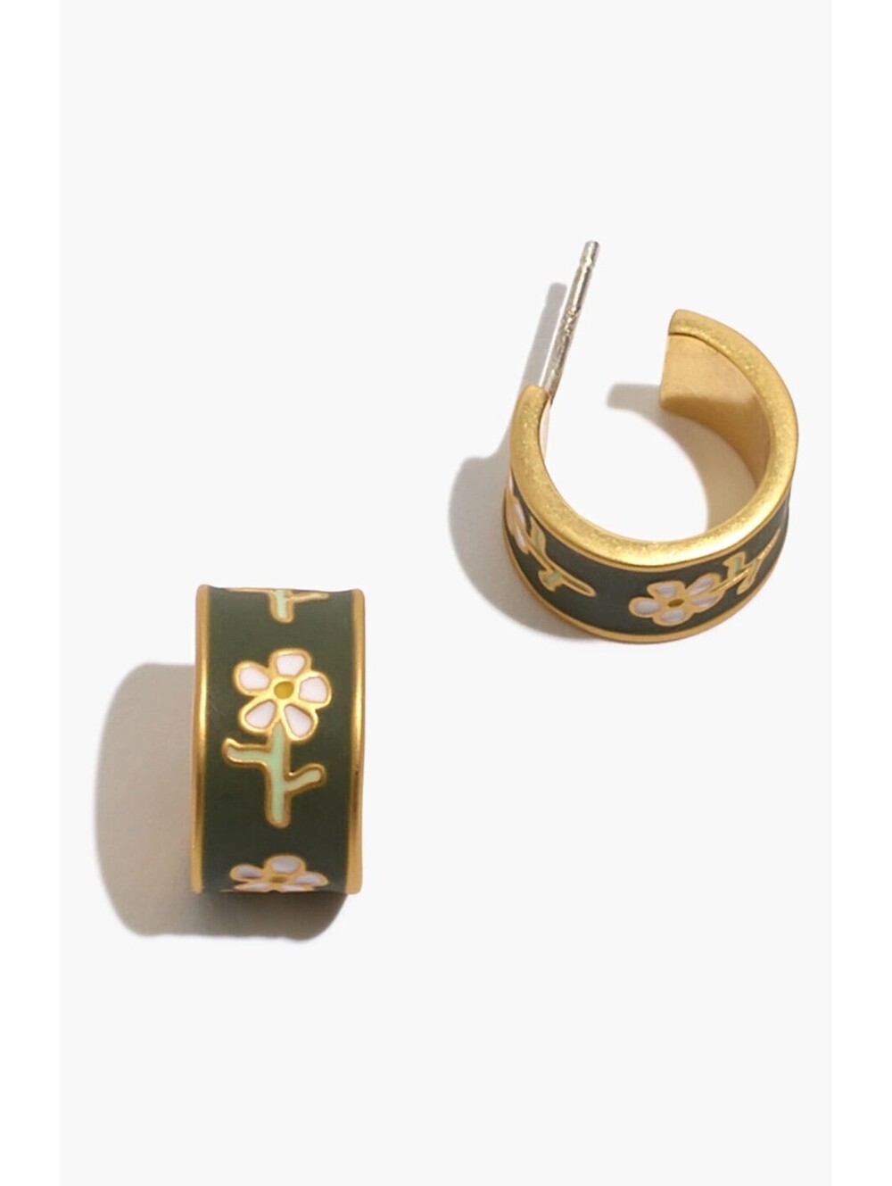 Madewell Enamel Flower Huggie Hoop Earrings